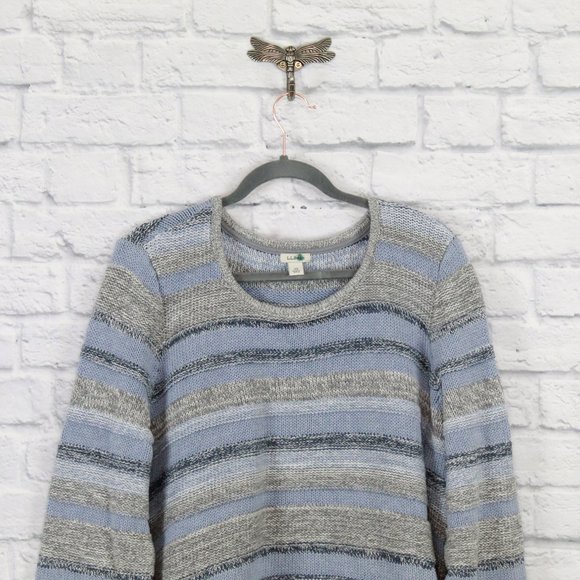 LL BEAN Rolled Hem Striped Cotton Knit Sweater 3X - Picture 2 of 9